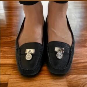 Michael Kors Hamilton Loafers Flats Women Black Leather Size 7 Preowned